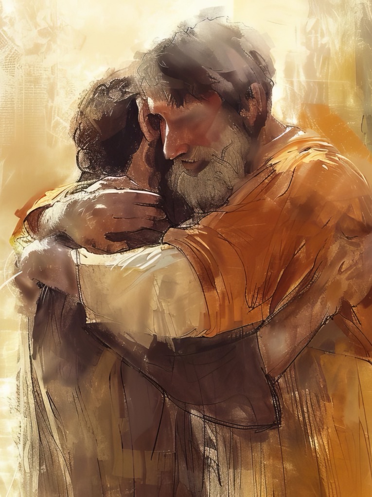The father embracing his returning son